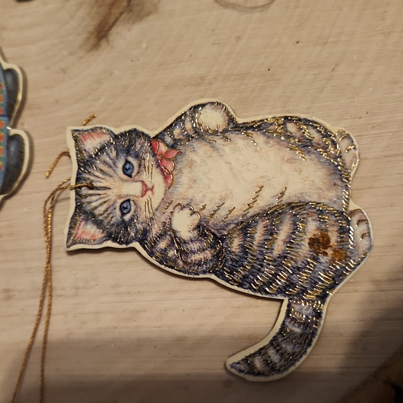 Vintage Kitty Cucumber Set 5 Ornaments 1983 - Picture 7 of 7